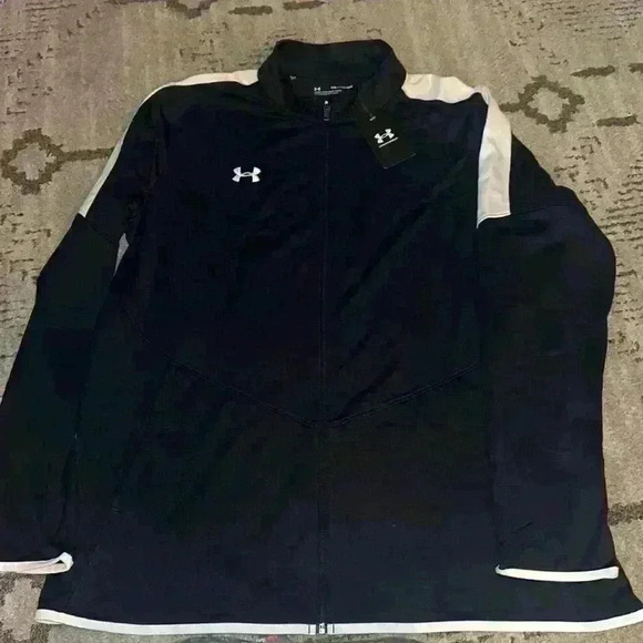 Under Armour Full Zip Track Jacket Fitted Athletic Mens Sz XXL NWT Navy & White - Picture 1 of 4